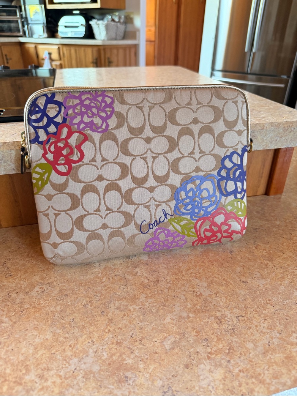 Coach Signature Floral Tablet Cover in Beige with Multicolor Blooms
